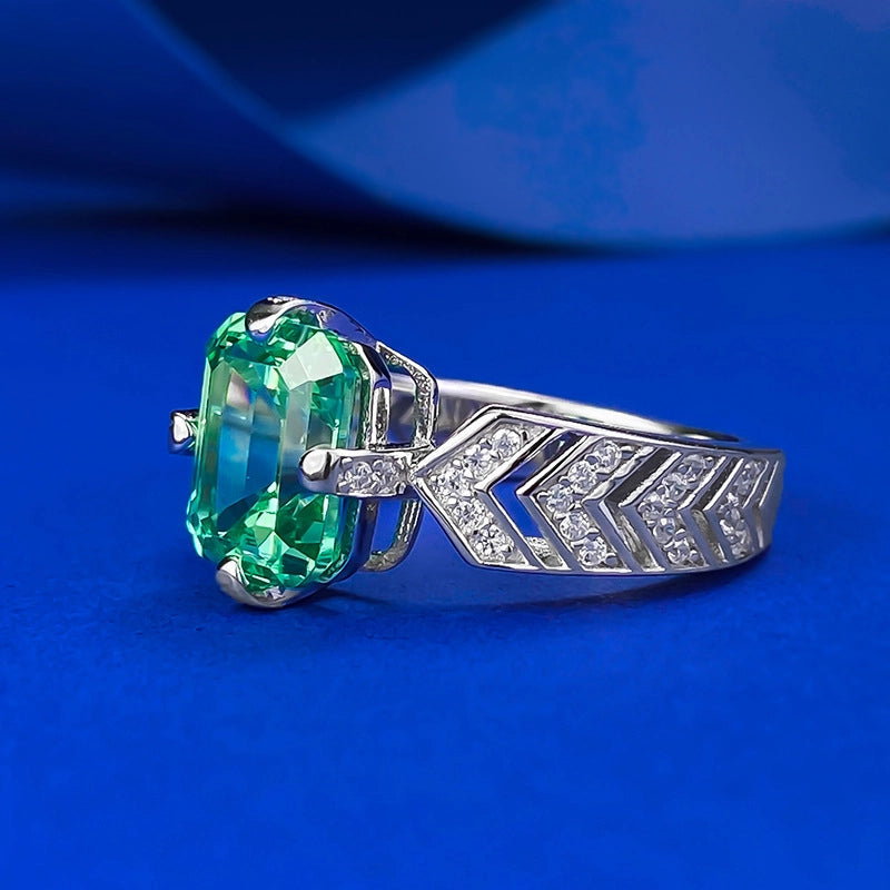 Emerald Engagement Ring 7*9 925 Silver Zircon