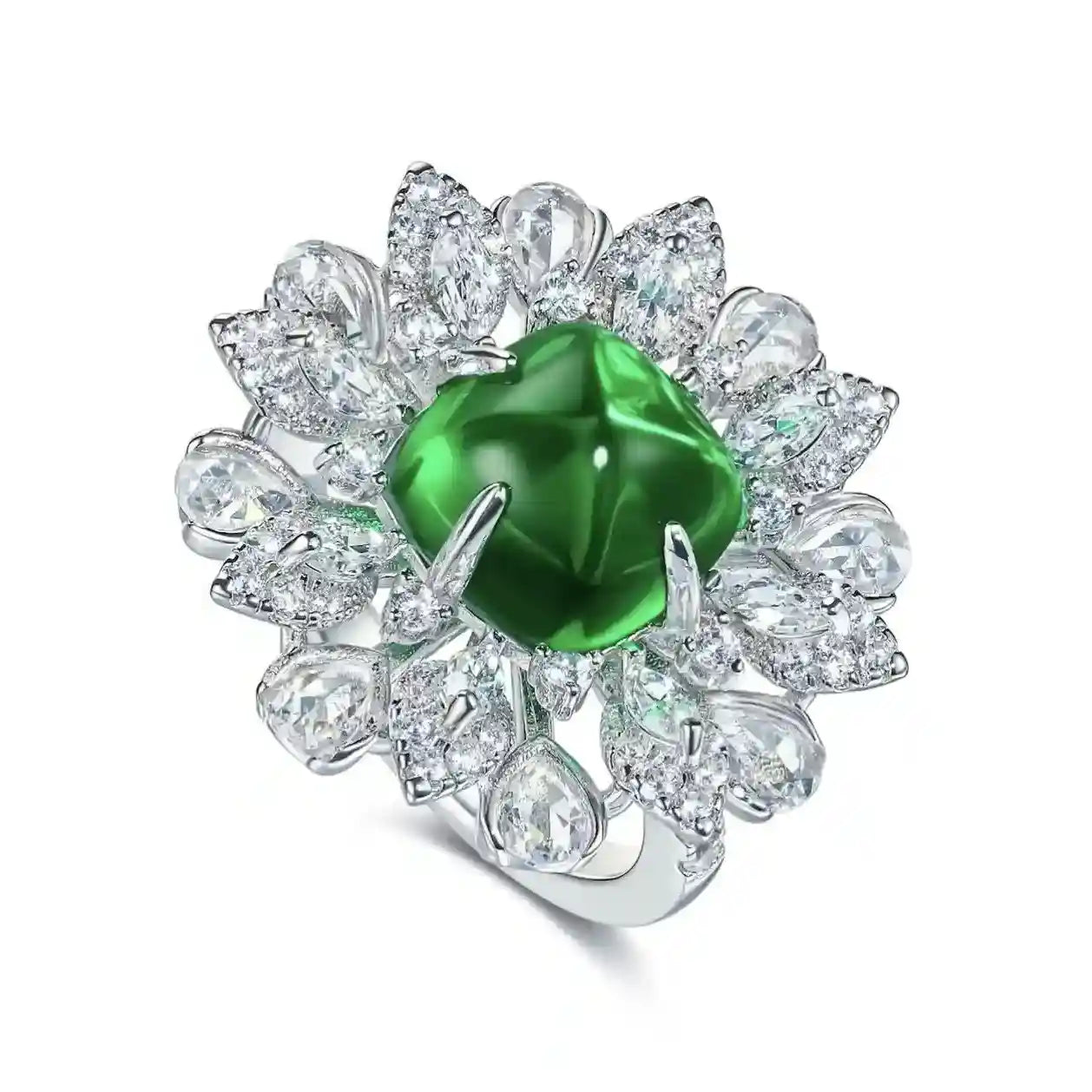 Sugar Tower Engagement Ring 9.5mm 925 Silver High Carbon Diamond