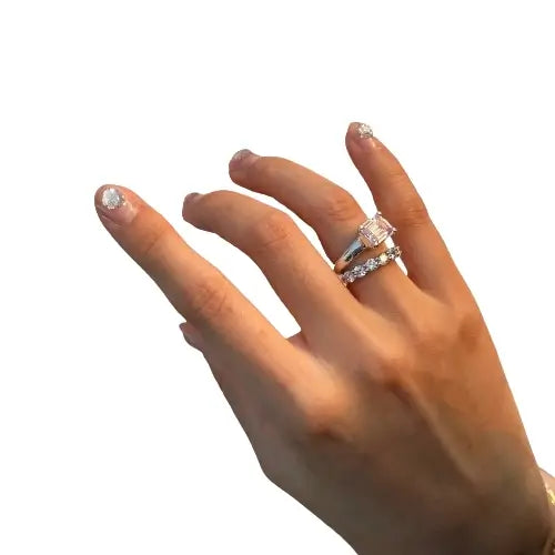 Radiant Engagement Ring 925 Silver High Carbon Diamond Open Ring