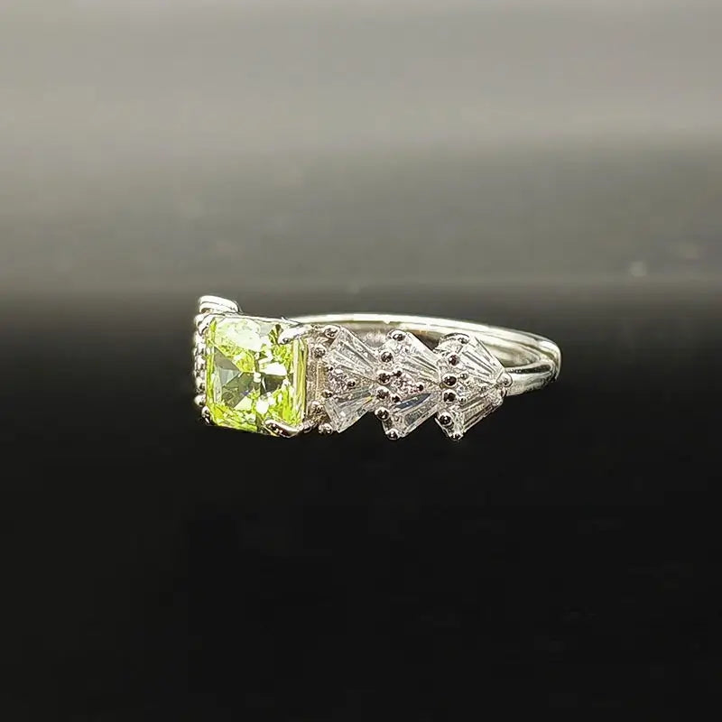 Radiant Engagement Ring 925 Silver High Carbon Diamond Open Ring