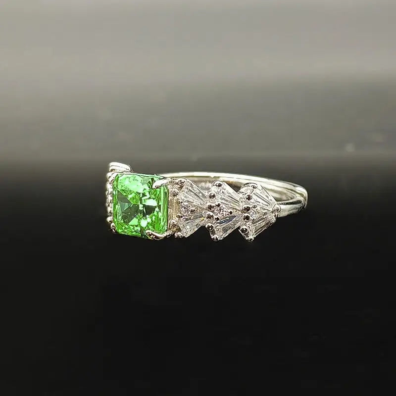 Radiant Engagement Ring 925 Silver High Carbon Diamond Open Ring