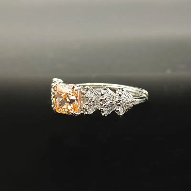 Radiant Engagement Ring 925 Silver High Carbon Diamond Open Ring