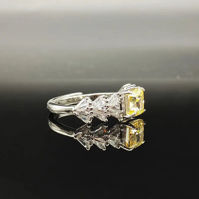 Radiant Engagement Ring 925 Silver High Carbon Diamond Open Ring