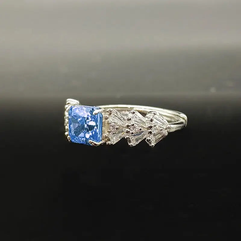 Radiant Engagement Ring 925 Silver High Carbon Diamond Open Ring