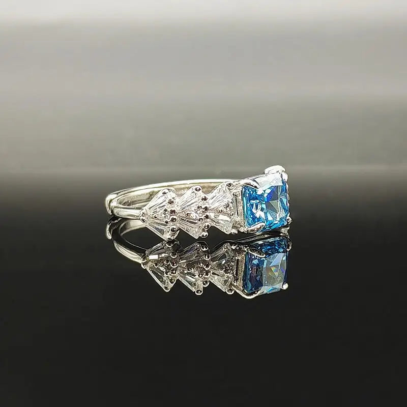 Radiant Engagement Ring 925 Silver High Carbon Diamond Open Ring