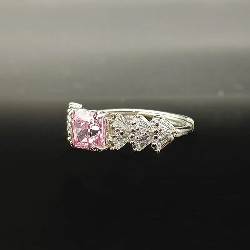 Radiant Engagement Ring 925 Silver High Carbon Diamond Open Ring
