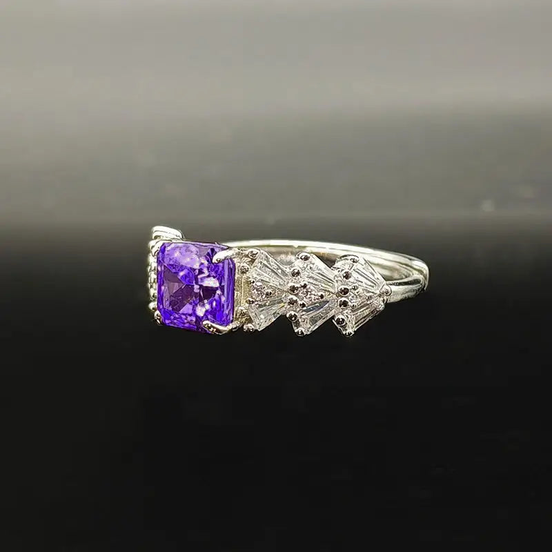 Radiant Engagement Ring 925 Silver High Carbon Diamond Open Ring