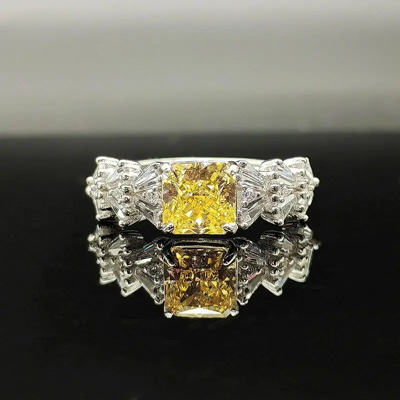Radiant Engagement Ring 925 Silver High Carbon Diamond Open Ring
