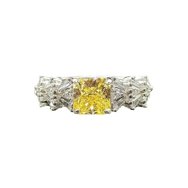 Radiant Engagement Ring 925 Silver High Carbon Diamond Open Ring