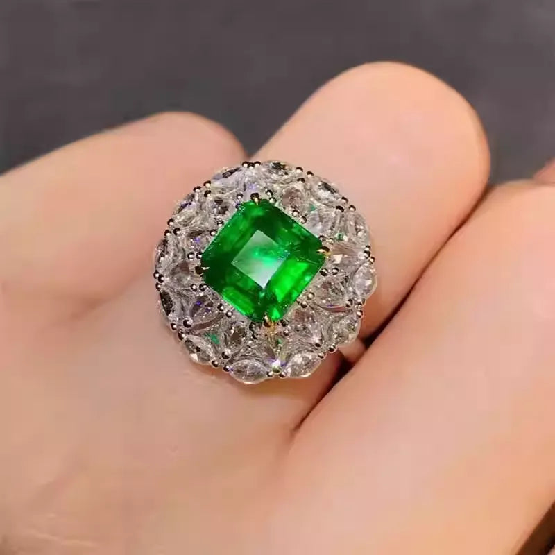 Asscher 18K Gold 1.87ct Emerald Ring GUILD Certified Wharton Green
