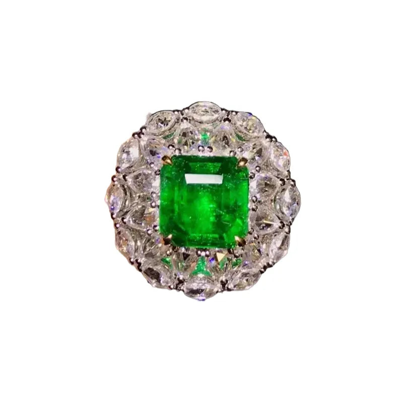 Asscher 18K Gold 1.87ct Emerald Ring GUILD Certified Wharton Green