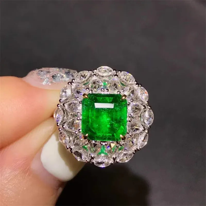 Asscher 18K Gold 1.87ct Emerald Ring GUILD Certified Wharton Green