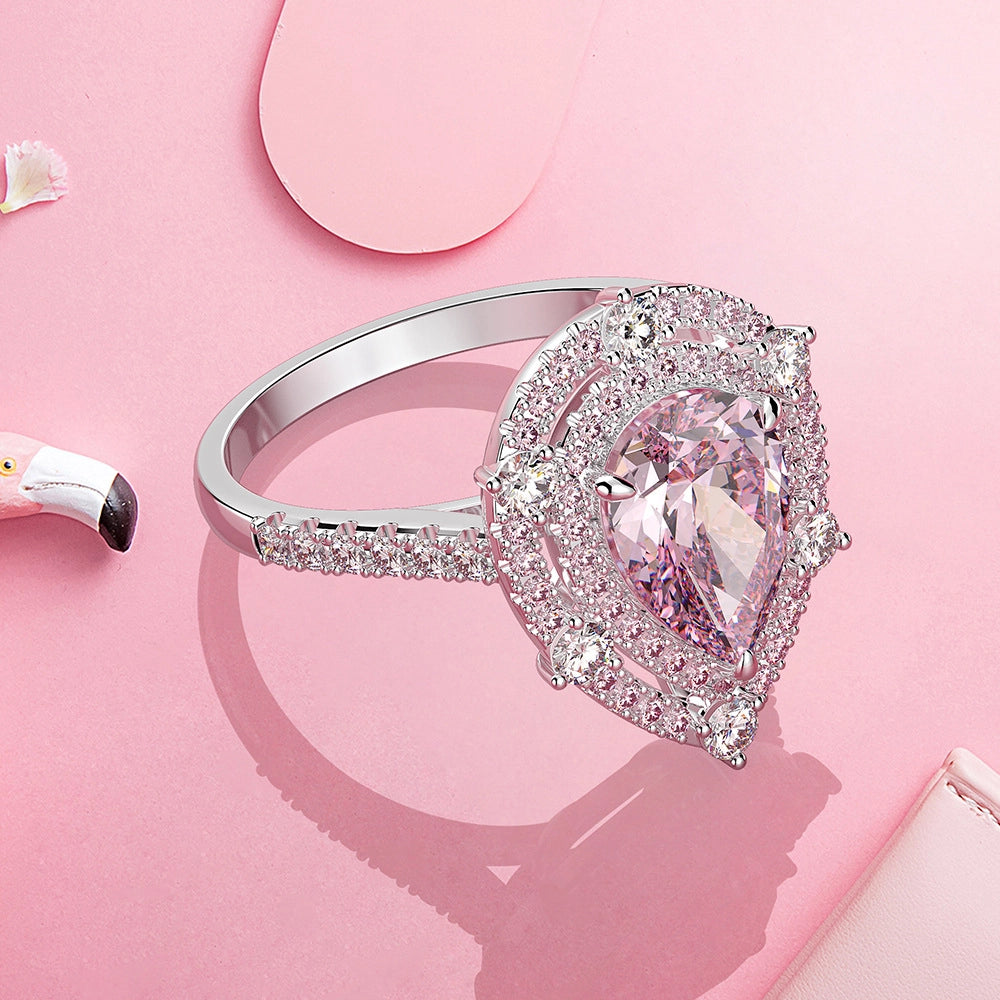 Pear Engagement Ring 1.5ct 7*10 925 Silver High Carbon Diamond