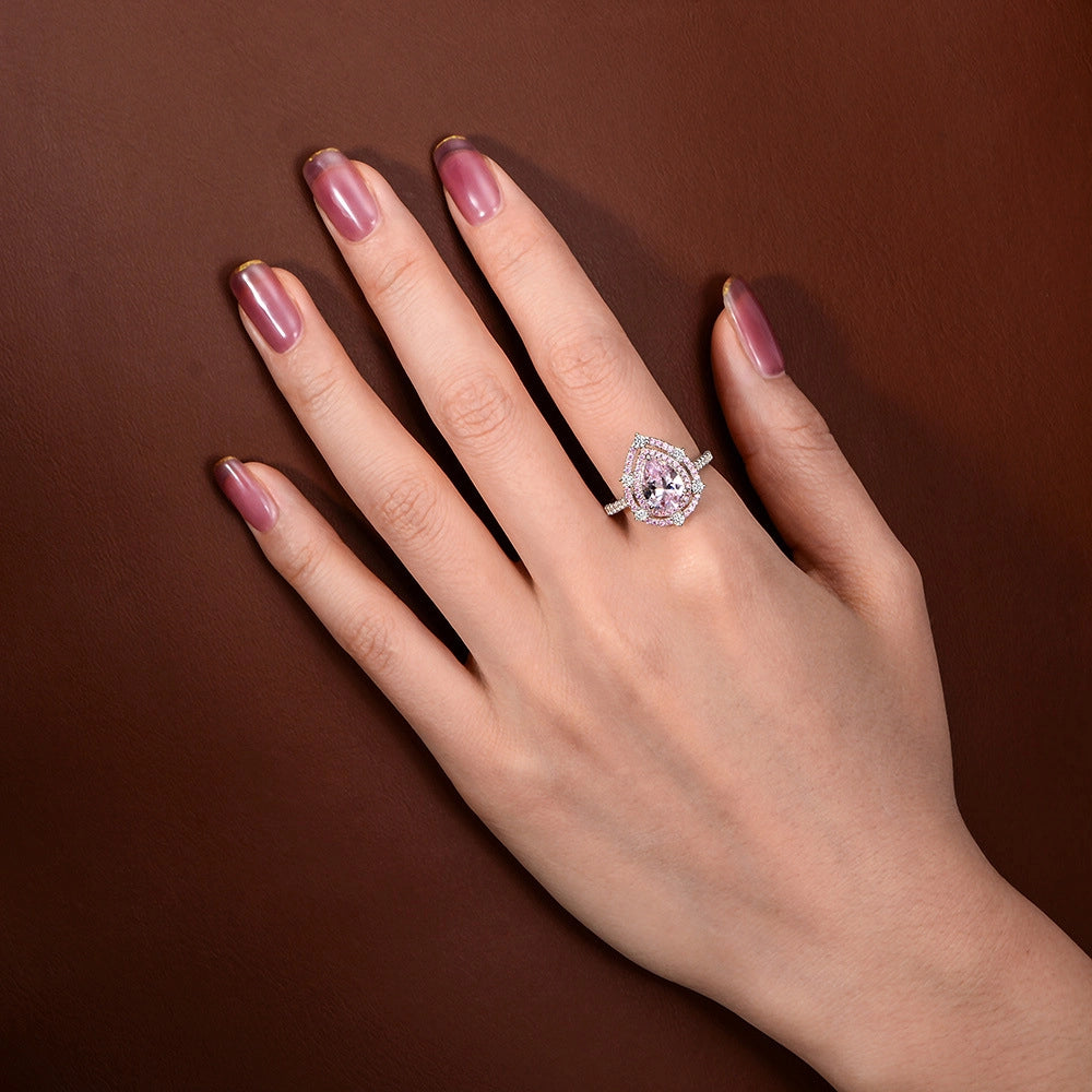 Pear Engagement Ring 1.5ct 7*10 925 Silver High Carbon Diamond