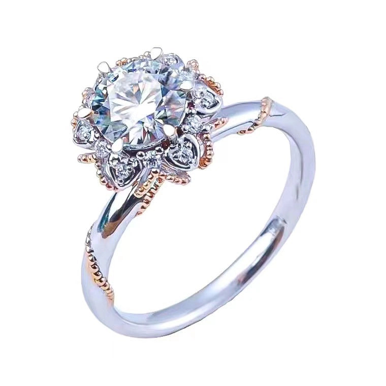 Round Engagement Ring 1ct 6*6 925 Silver Moissanite