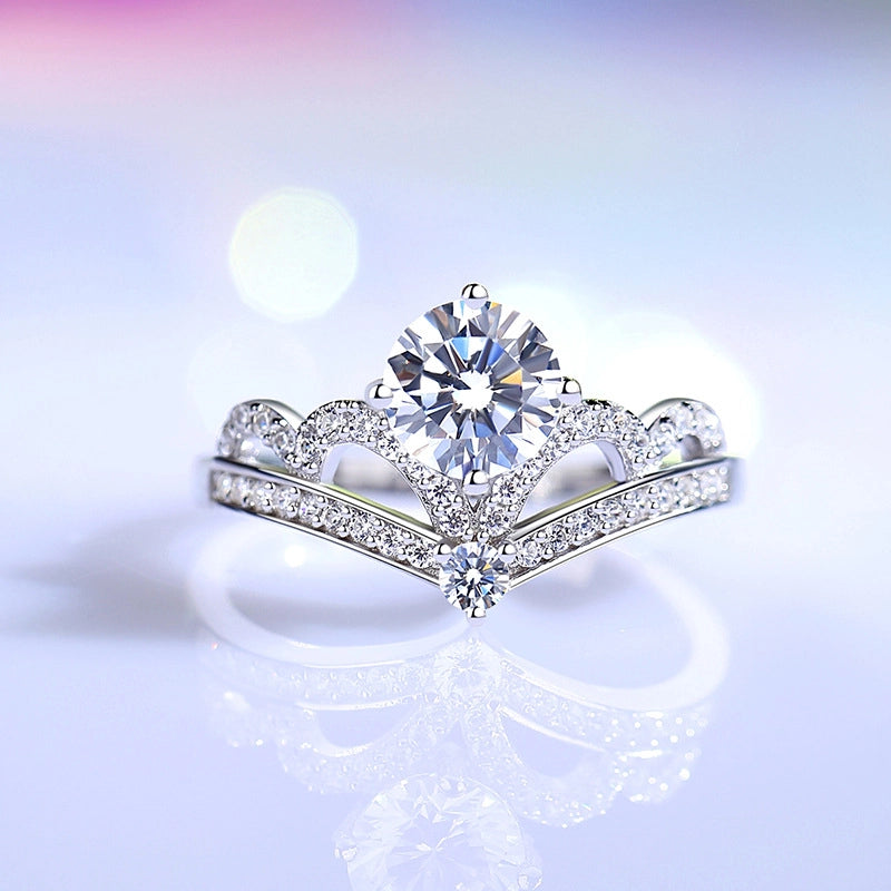 Round Engagement Ring 1ct 6.5mm 925 Silver Zircon