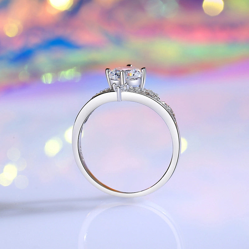Round Engagement Ring 1ct 6.5mm 925 Silver Zircon
