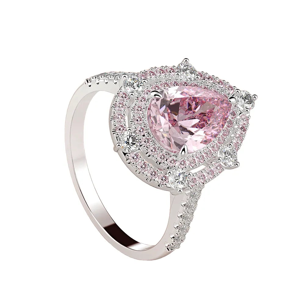Pear Engagement Ring 1.5ct 7*10 925 Silver High Carbon Diamond