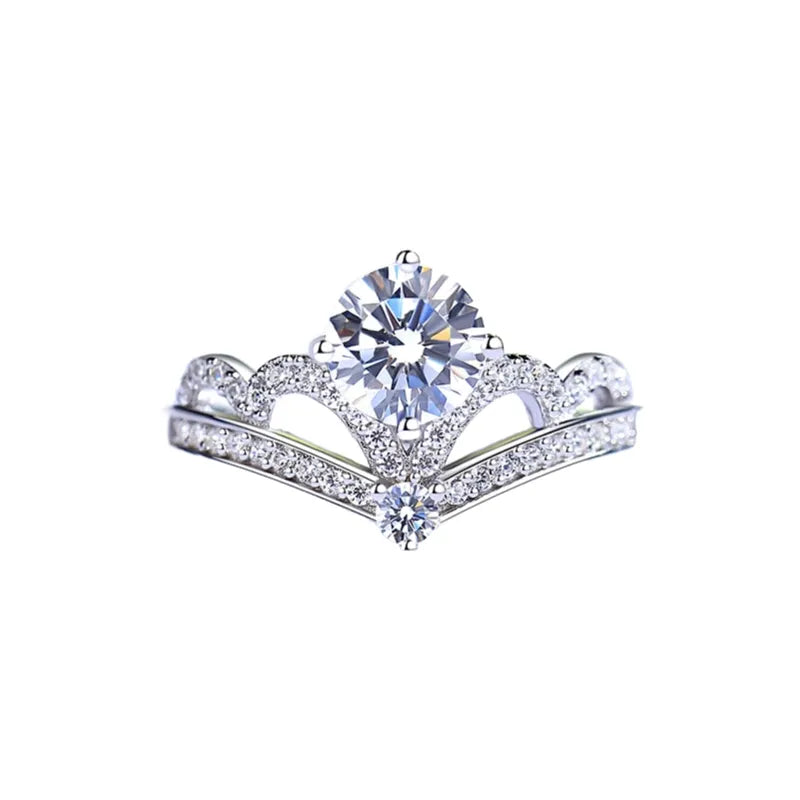 Round Engagement Ring 1ct 6.5mm 925 Silver Zircon