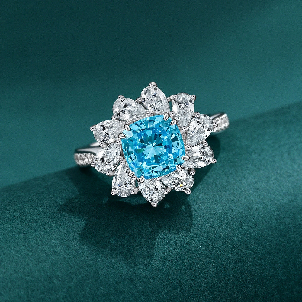 Cushion Engagement Ring 2.5ct 925 Silver High Carbon Diamond
