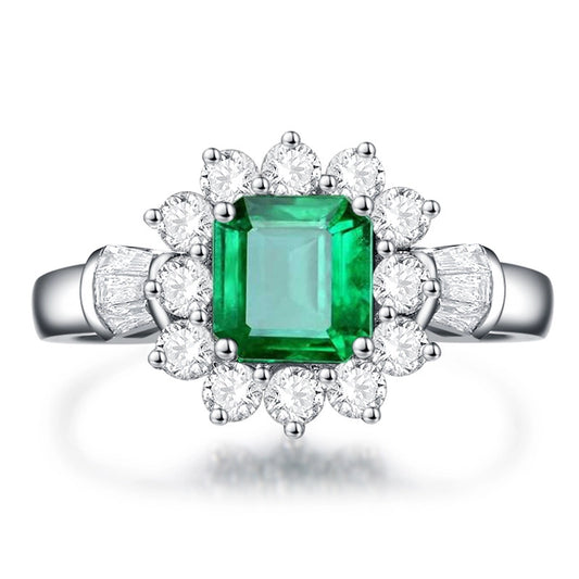 Emerald Engagement Ring 2ct 7*7 925 Silver Zircon
