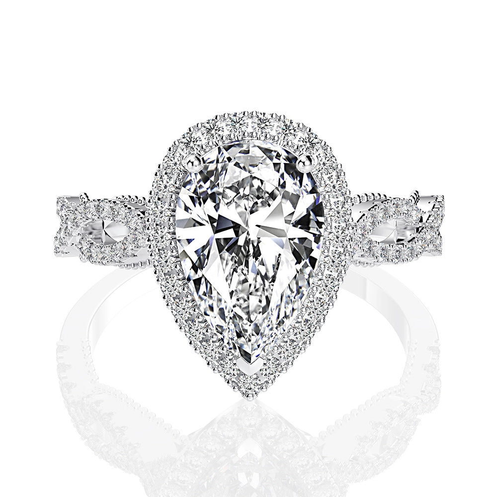 Pear Engagement Ring 2ct 8*12 925 Silver High Carbon Diamond