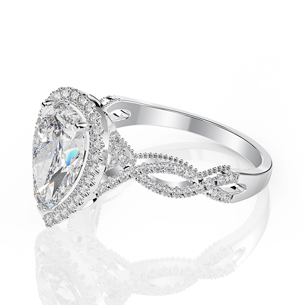 Pear Engagement Ring 2ct 8*12 925 Silver High Carbon Diamond