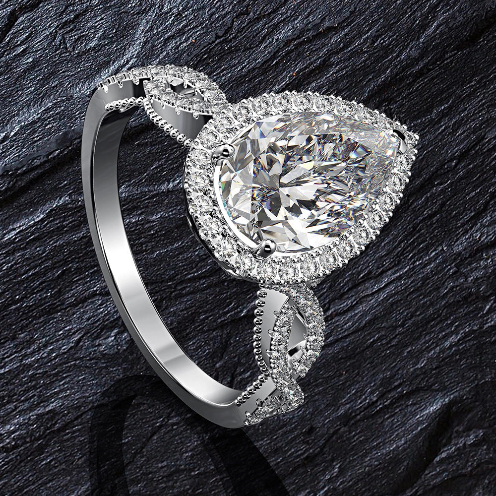 Pear Engagement Ring 2ct 8*12 925 Silver High Carbon Diamond