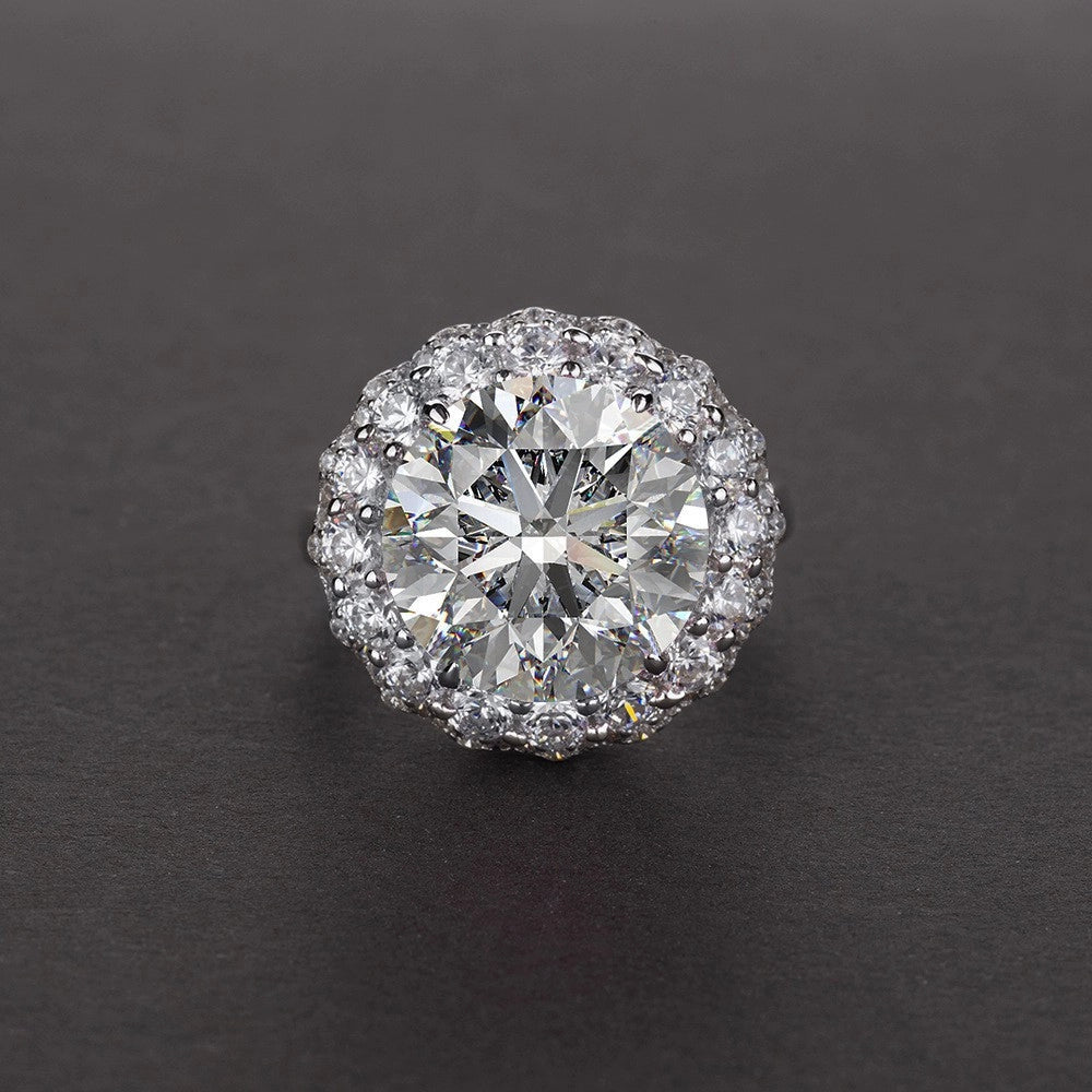 Round Engagement Ring 6ct 925 Silver crystal