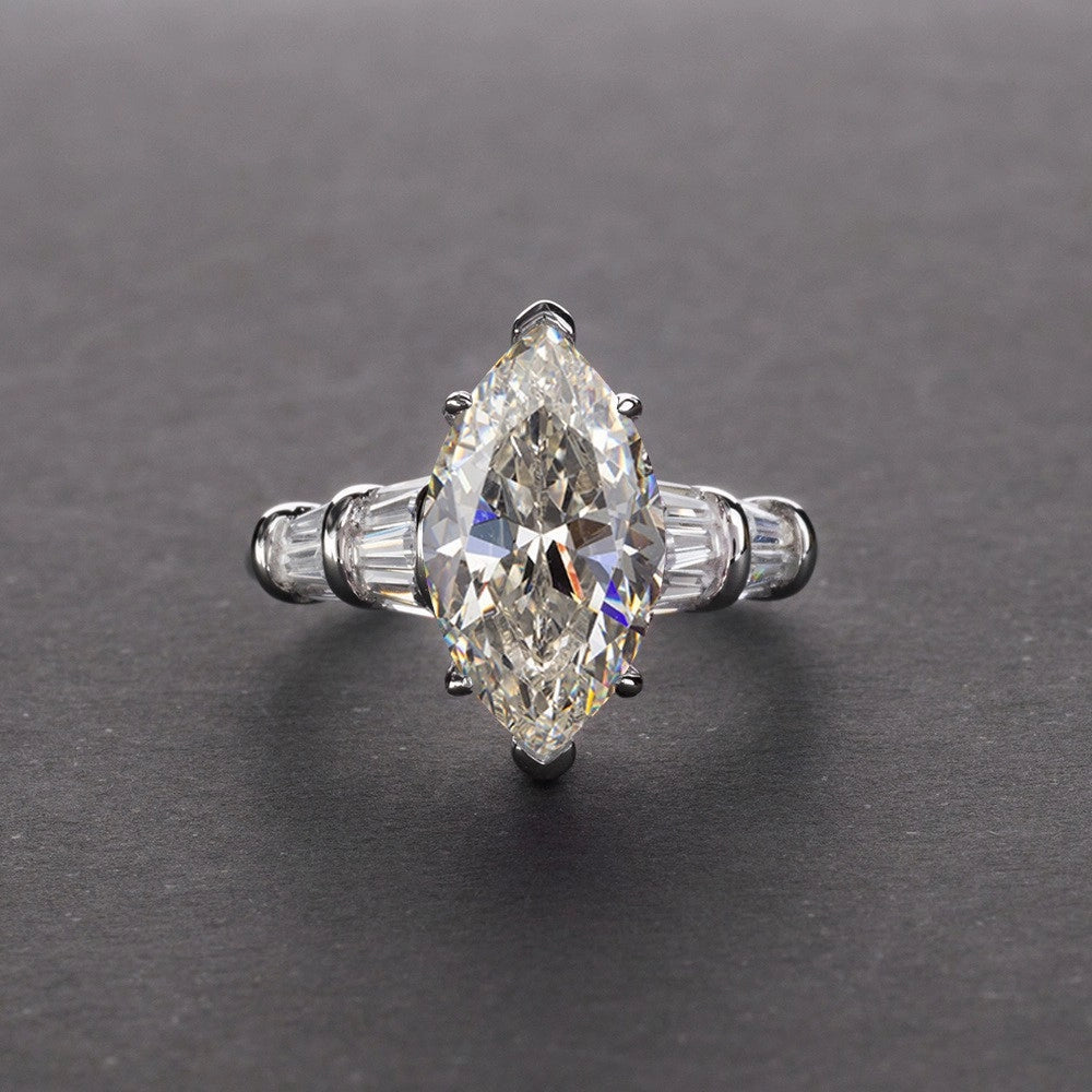 Marquise Engagement Ring 3ct 925 Silver High Carbon Diamond