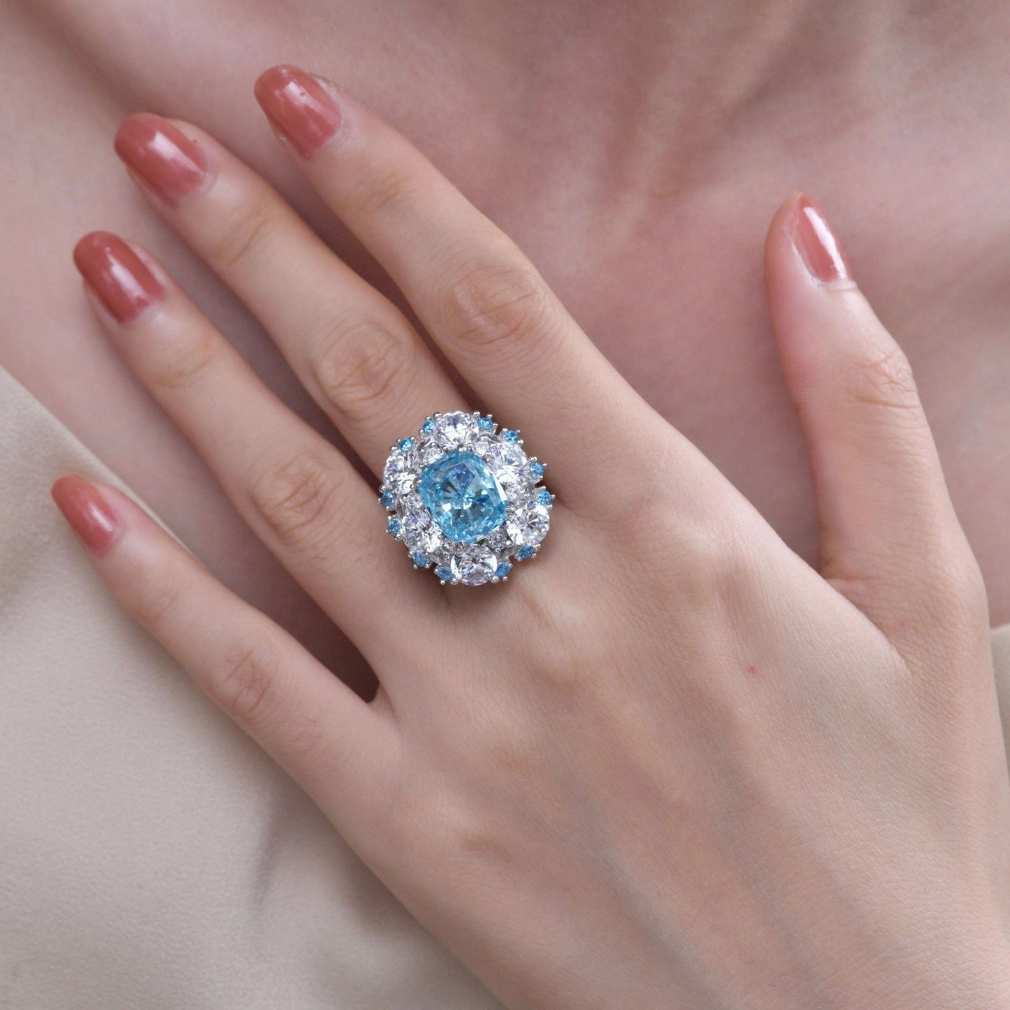 Cushion Engagement Ring 4ct 10*12 925 Silver High Carbon Diamond
