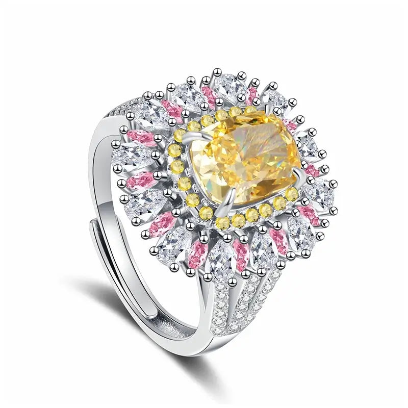 Cushion Engagement Ring 4ct 7*9 925 Silver High Carbon Diamond Open Ring