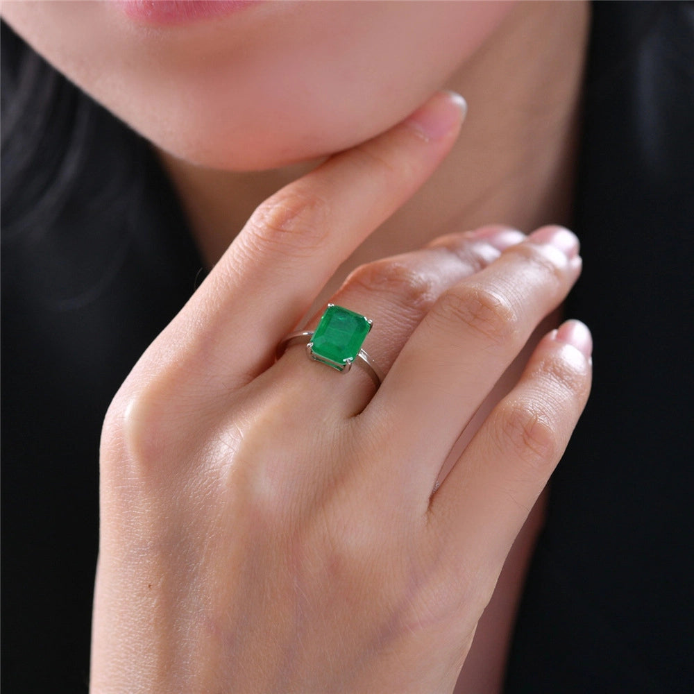 Emerald Engagement Ring 4ct 925 Silver Synthetic Emerald