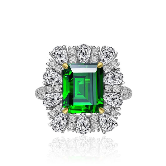 Emerald Engagement Ring 4ct 9*11 925 Silver High Carbon Diamond