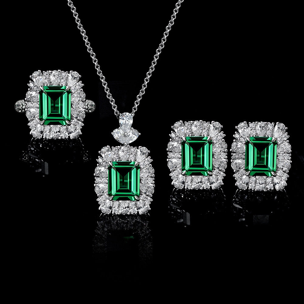 Emerald Engagement Ring 4ct 9*11 925 Silver High Carbon Diamond