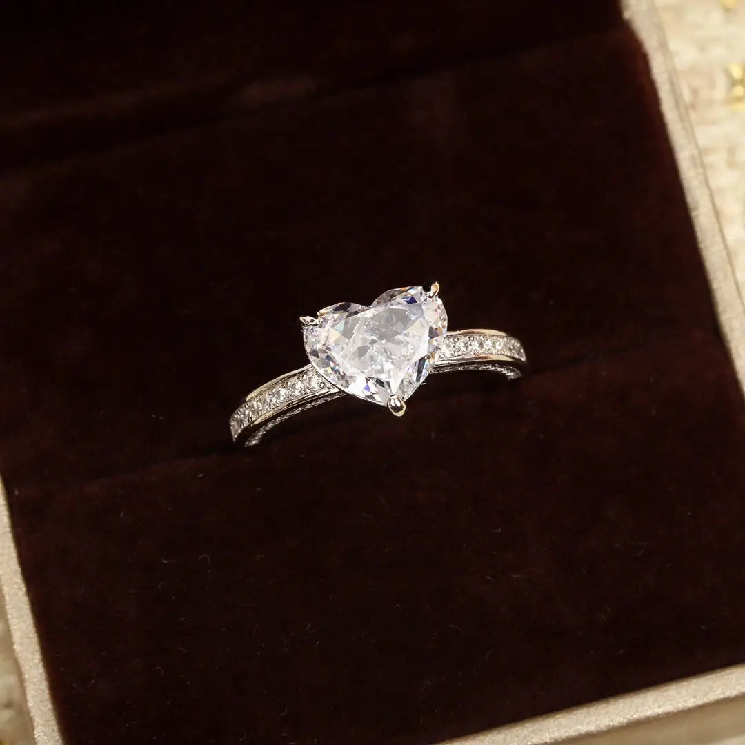 Heart Engagement Ring 4ct 925 Silver High Carbon Diamond