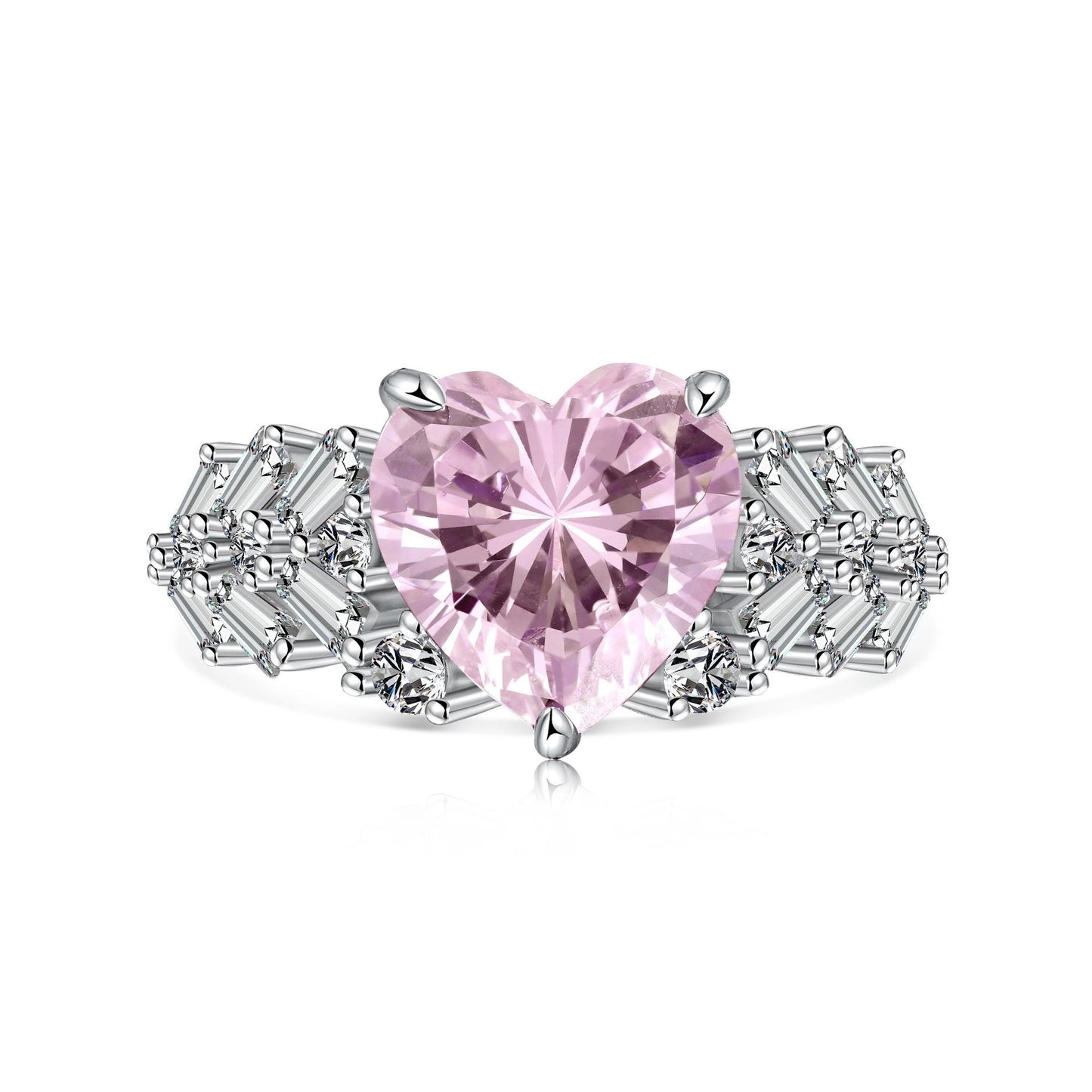 Heart Engagement Ring 4ct 10*10 925 Silver Zircon