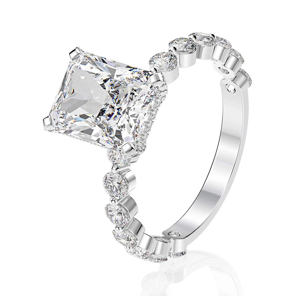 Radiant Engagement Ring 4ct 925 Silver High Carbon Diamond