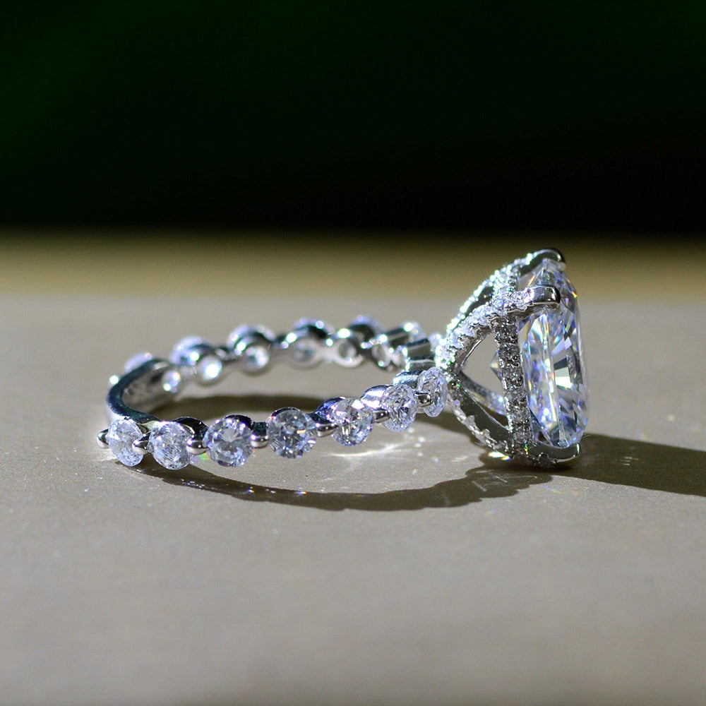 Radiant Engagement Ring 4ct 925 Silver High Carbon Diamond