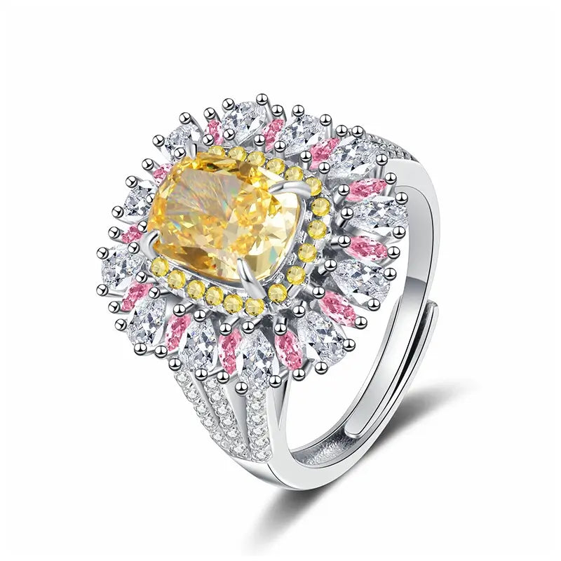 Cushion Engagement Ring 4ct 7*9 925 Silver High Carbon Diamond Open Ring