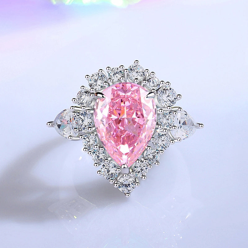 Pear Engagement Ring 4ct 10*14 925 Silver Zircon
