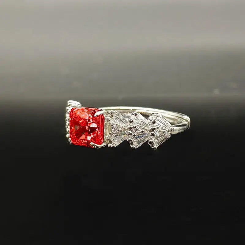 Radiant Engagement Ring 925 Silver High Carbon Diamond Open Ring