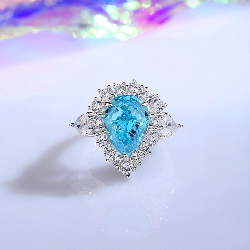 Pear Engagement Ring 4ct 10*14 925 Silver Zircon