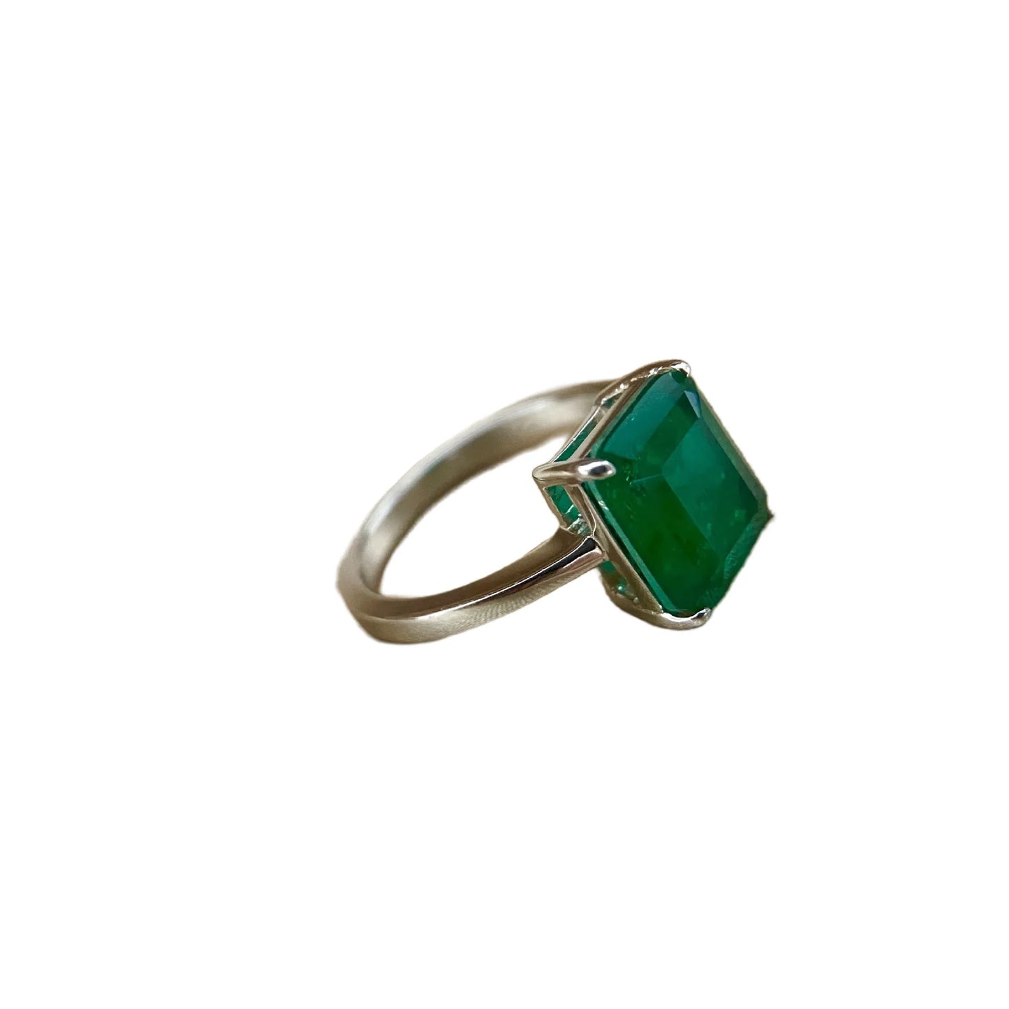 Emerald Engagement Ring 4ct 925 Silver Synthetic Emerald