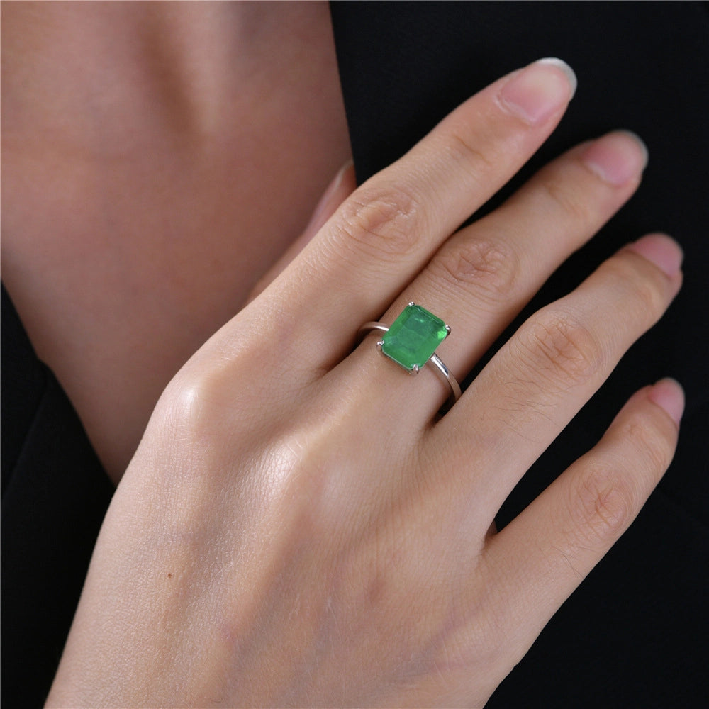 Emerald Engagement Ring 4ct 925 Silver Synthetic Emerald