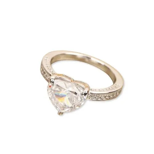 Heart Engagement Ring 4ct 925 Silver High Carbon Diamond