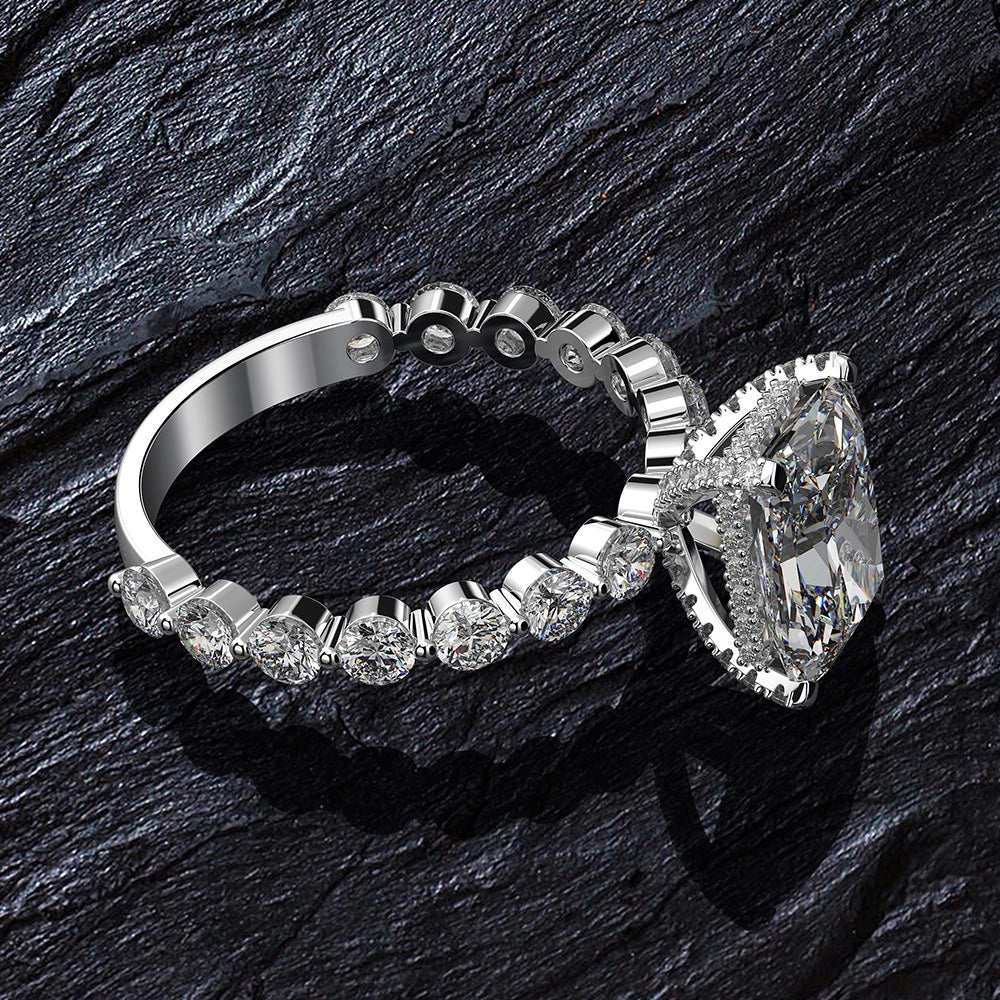 Radiant Engagement Ring 4ct 925 Silver High Carbon Diamond