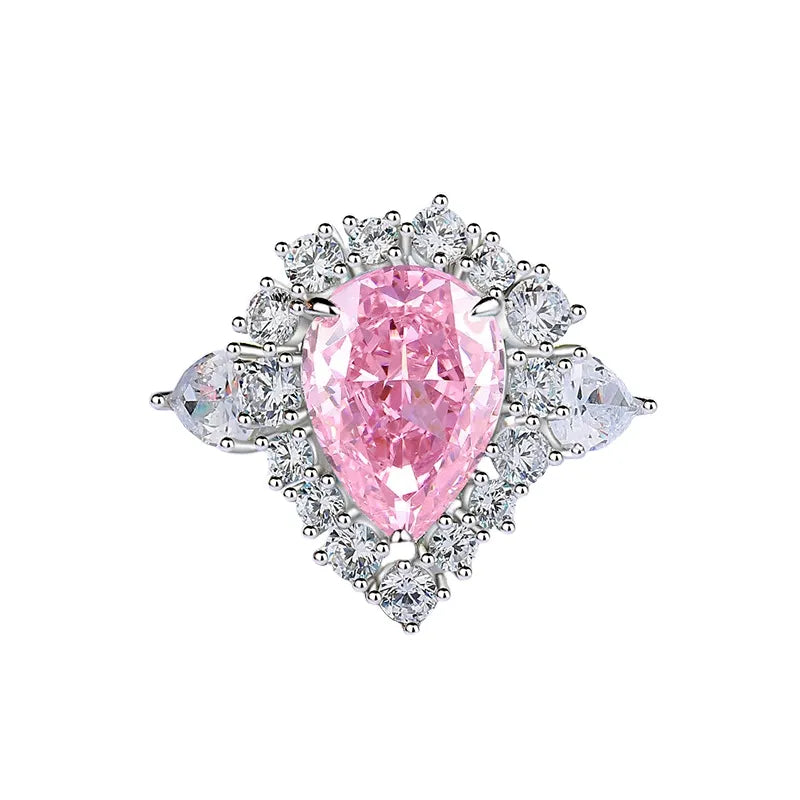Pear Engagement Ring 4ct 10*14 925 Silver Zircon