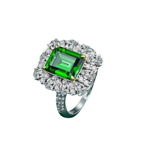 Emerald Engagement Ring 4ct 9*11 925 Silver High Carbon Diamond