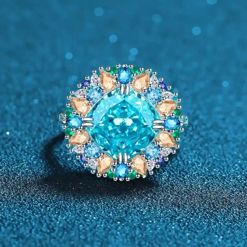 Cushion Engagement Ring 5ct 10*10 925 Silver High Carbon Diamond Open Ring